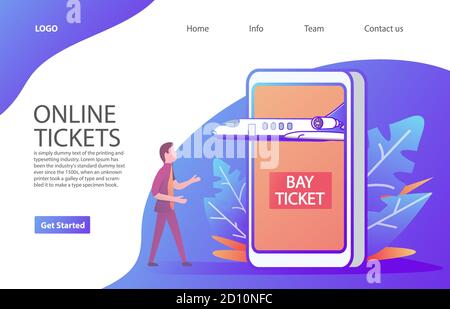 Booking online tickets. Buying a plane ticket. A concept of ordering a boarding pass for a plane. Stock Vector