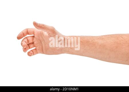 Empty open male hand isolated on white Stock Photo