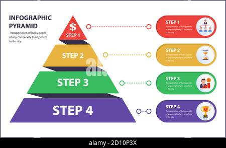 infographics pyramid with 4 steps. information icons. flat vector illustration. Stock Vector