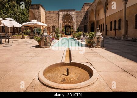 Old Palace built in Beit ed-Dine city of Lebanon. Beautiful Middle Eastern Vintage Traditional Architecture. Stock Photo