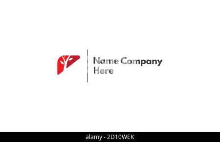 Vector logo on which an abstract image of a liver with a silhouette of a tree. Stock Vector