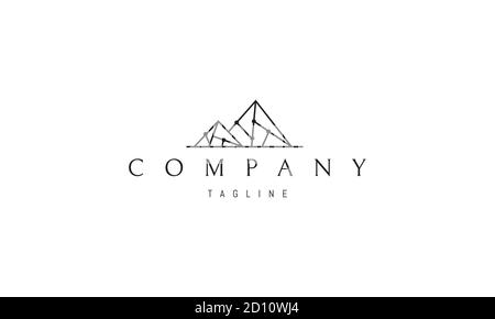Vector logo on which an abstract image of two mountains in a polygonal style. Stock Vector
