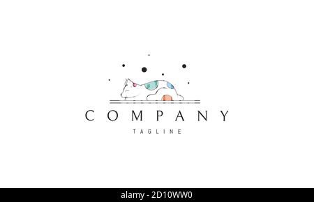 Vector color logo on which an abstract image of a funny sleeping cat. Stock Vector