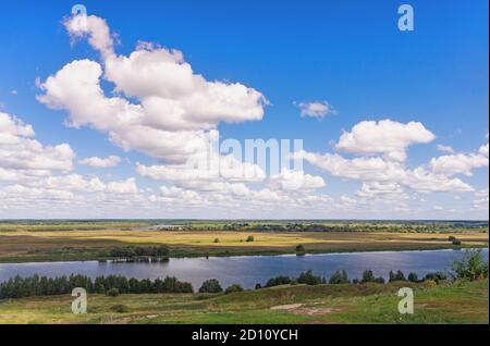 Bank of Oka river near Konstantinovo village. Central Russia, Ryazan region Stock Photo