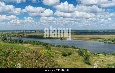 Bank of Oka river near Konstantinovo village. Central Russia, Ryazan region Stock Photo