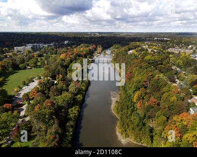 1st of October 2020, Springbank Park in London Ontario Canada. Aerial view looking west twards Byron. Luke Durda/Alamy Stock Photo