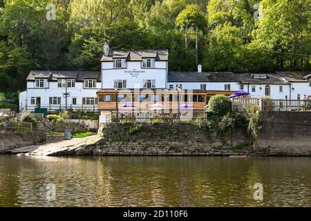 Symonds, Yat, England - September 2020:  Historic Ye Old Ferrie Inn pubic house on the River Wye in Symonds Yat. It was established in 1473. Stock Photo