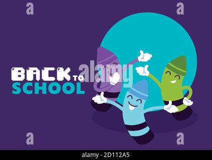 crayons cartoons design, Back to school eduacation class lesson theme Vector illustration Stock Vector