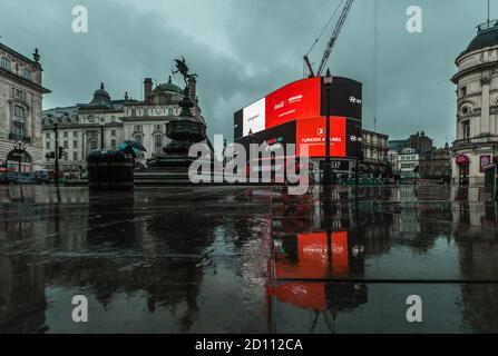 Deserted Piccadilly Circus during the lockdown in London. Stock Photo