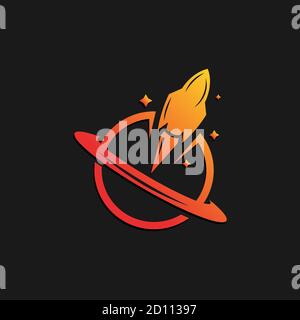 rocket advance technology launching vector logo design Stock Vector