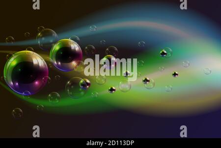 Neon Shampoo stripe of realistic water bubbles Cleaning liquid soap foam, shampoo bubbles For banner, flyer, invitation. Swimming pool, aqua park Stock Vector