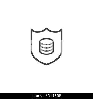 shield and database, Private network with data. Stock vector illustration isolated on white background. Stock Vector