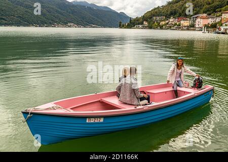 Culinary tour on Lake Lugano in Ticino, Circolo di Carona, Switzerland Stock Photo