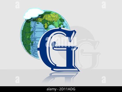 abstract globe with g on a grey background Stock Vector