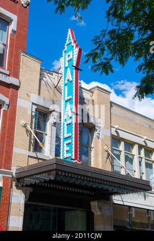 Historic The Palace Theatre on Hanover Street near Elm Street in downtown Manchester, New Hampshire NH, USA. Stock Photo