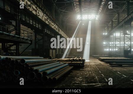 Beams in old industrial building or warehouse Stock Photo
