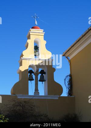 Bell tower at Panagia Monastery and museum Palaiokastritsa, Corfu, Greece Stock Photo