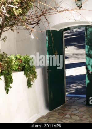 Entrance to Panagia Monastery and museum Palaiokastritsa, Corfu, Greece Stock Photo