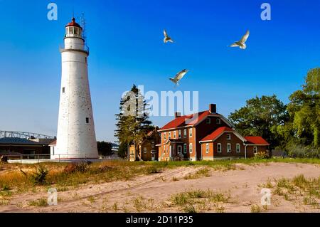 Ft. Gratiot lighthouse at port huron, michgian Stock Photo