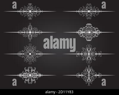 Vector set of decorative dividers page of text. Stock Vector