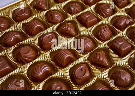 Open box of chocolate treets Stock Photo