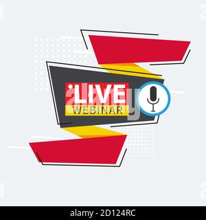 Live Webinar Button, icon, emblem label gradient Vector illustration flat linear badge and banner, scroll, sticker, ribbon, embem, poster. Stock Vector