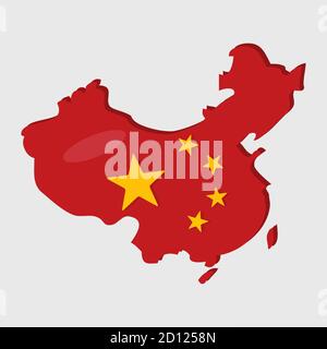 chinese map with chinese national flag inside vector illustration Stock Vector