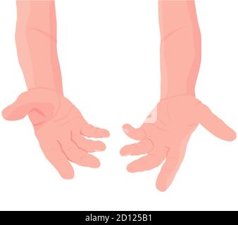 Human open hands. Pair of men hands with exposed palm, request or donation. Flat illustration. Vector Stock Vector