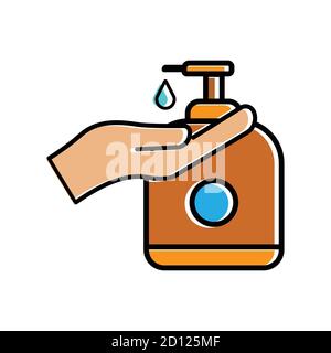 Hand washing flat icon, Hand icon and hand sanitizer. Design template vector Stock Vector