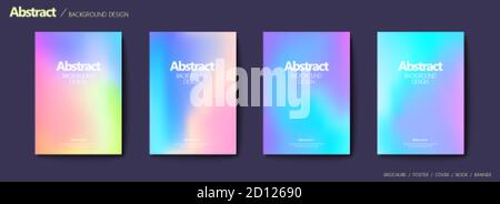 Set of brochure and flyer cover template, with colorful blurry gradient background design Stock Vector