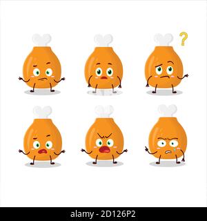Cartoon character of chicken thighs with what expression Stock Vector