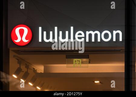 TORONTO, CANADA - NOVEMBER 13, 2018: Luluemon Athletica logo in