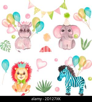 Collection of cute safari animals. Childish vector decoration for  invitation and cards Stock Vector Image & Art - Alamy