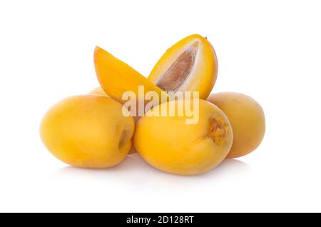 Fresh date palm fruit isolated on white background Stock Photo