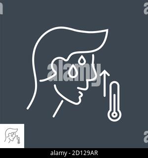 High body temperature related vector thin line icon Stock Vector