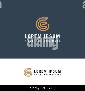 creative simple initial letter e lines color circle logo concept Stock Vector