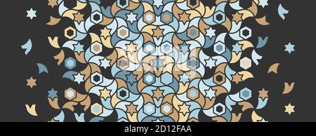 Geometric black and color islamic mosaic pattern. Geometric halftone mosaic texture with mixed color disintegration Stock Vector