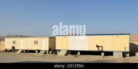 Industrial warehouse construction and interior and outdoor view of the roof ceiling structure. Muscat, Oman Stock Photo