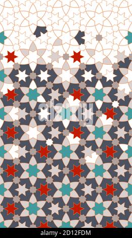 Geometric flowers islamic pattern. Geometric halftone modern texture with arabesque flowers Stock Vector