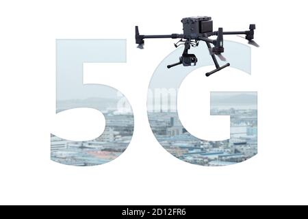 5G network for control drone Stock Photo