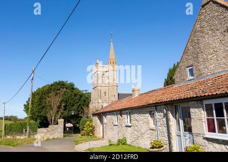 Church of Saint Mary and Belevedre Manor, Nempnett Thrubwell, Somerset, England, UK Stock Photo