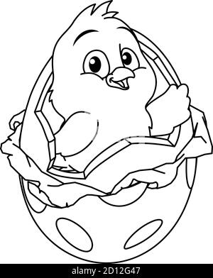 Easter Chick Egg Coloring Book Page Cartoon Stock Vector