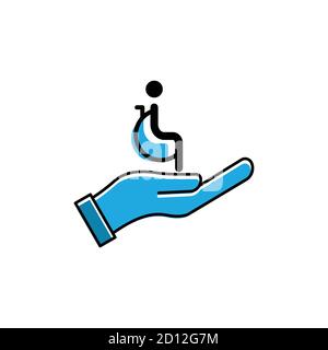 Elderly people flat icon. icon sitting in a wheelchair. Design template vector Stock Vector