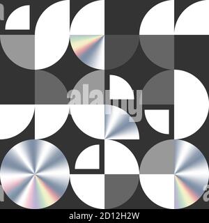 Swiss modernism geometric vector seamless pattern. Modern texture with circle and quarters Stock Vector