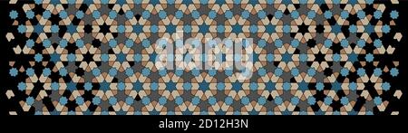 Modern islamic pattern. Geometric halftone texture with color tile disintegration or breaking. Stock Vector
