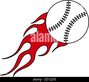 Baseball Fire Ball Icon. Editable Outline With Color Fill Design. Vector Illustration. Stock Vector