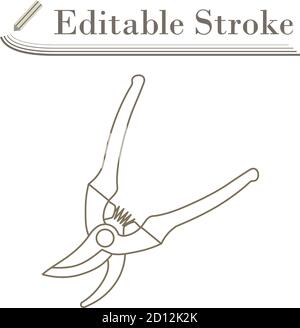 Garden Scissors Icon. Editable Stroke Simple Design. Vector Illustration. Stock Vector