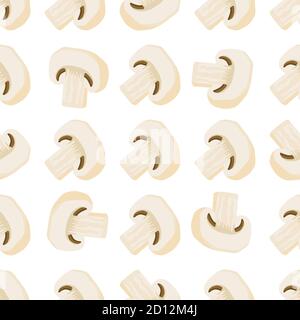 Illustration on theme of bright pattern mushroom, vegetable champignon for seal. Vegetable pattern consisting of beautiful mushroom, many champignon. Stock Vector