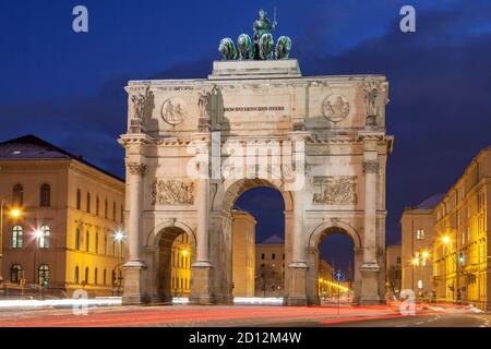 geography / travel, Germany, Bavaria, Munich, view at Siegestor (Victory Gate) into town with Leopolds, Additional-Rights-Clearance-Info-Not-Available