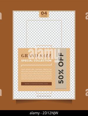 Simple and creative fashion sale flyer design template with A4 Size for Promotion Stock Vector